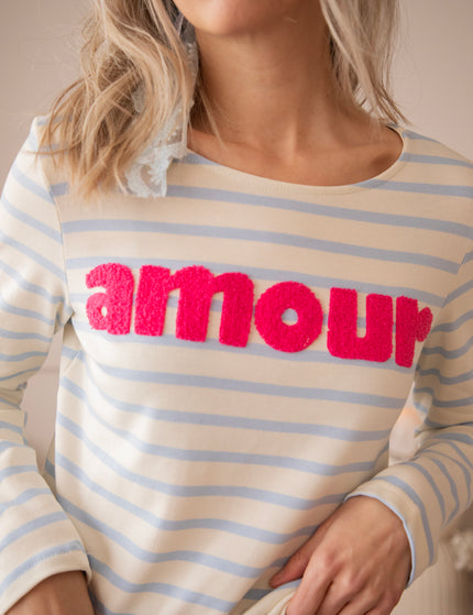 Amour Stripes Baby Blue/Fuchsia - Longsleeve