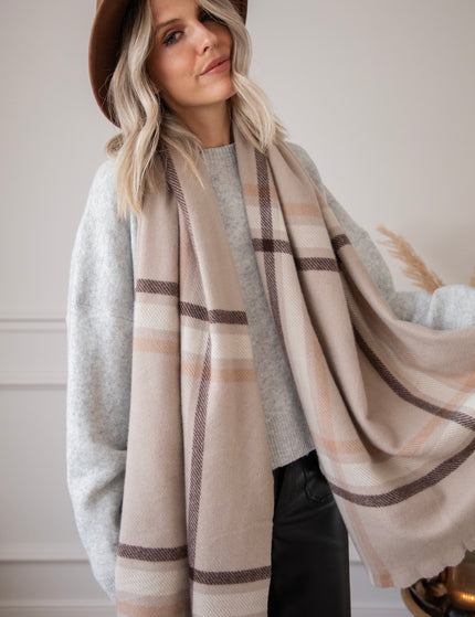 Liva Plaid Taupe - Sjaal