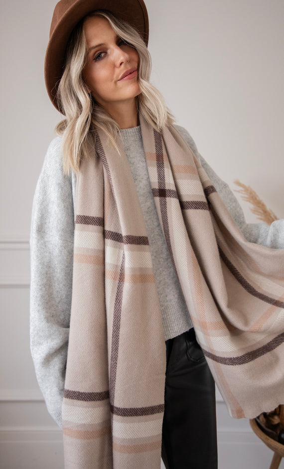 Schal - Liva Plaid - Taupe