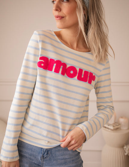 Amour Stripes Baby Blue/Fuchsia - Longsleeve