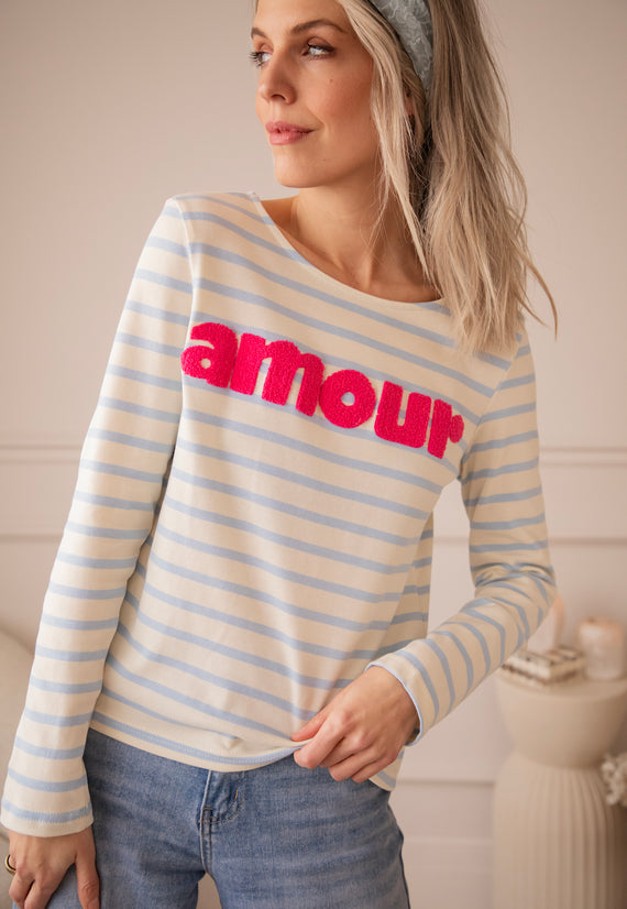 Amour Stripes Baby Blue/Fuchsia - Longsleeve