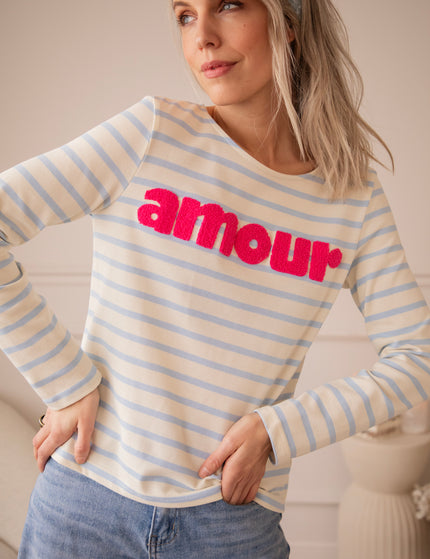 Amour Stripes Baby Blue/Fuchsia - Longsleeve