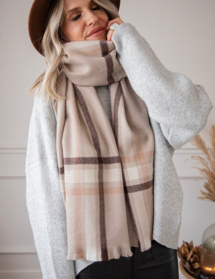 Liva Plaid Taupe - Sjaal