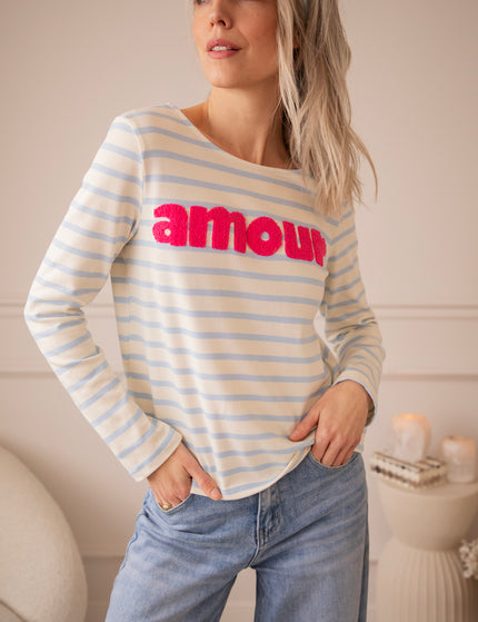 Amour Stripes Baby Blue/Fuchsia - Longsleeve