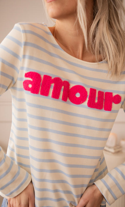 Amour Stripes Baby Blue/Fuchsia - Longsleeve