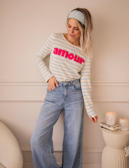 Amour Stripes Baby Blue/Fuchsia - Longsleeve