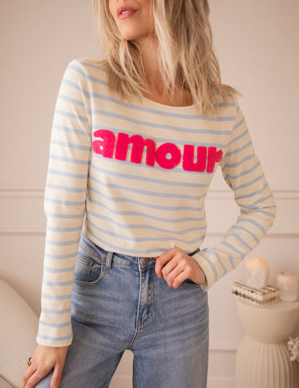 Amour Stripes Baby Blue/Fuchsia - Longsleeve