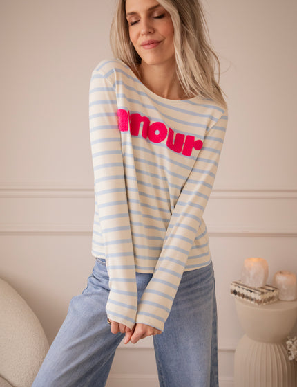 Amour Stripes Baby Blue/Fuchsia - Longsleeve