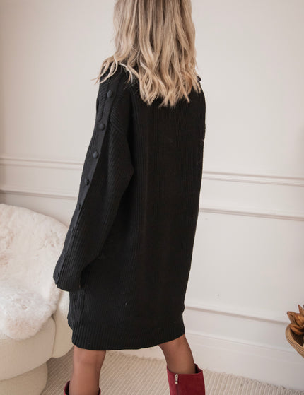 Baggy Button Black - Sweater Dress