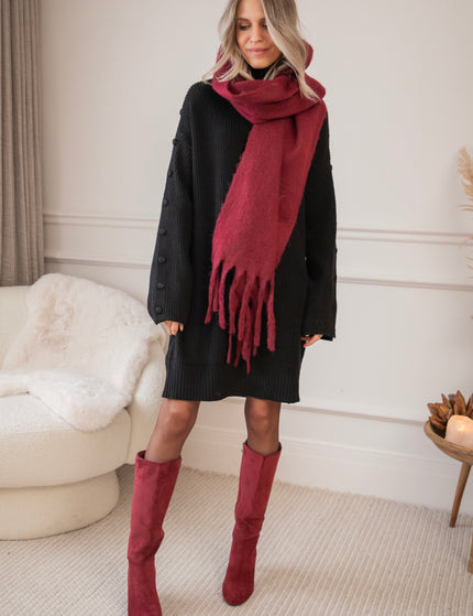 Baggy Button Black - Sweater Dress