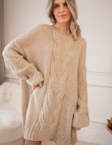 Coco Cable Taupe - Sweater Dress