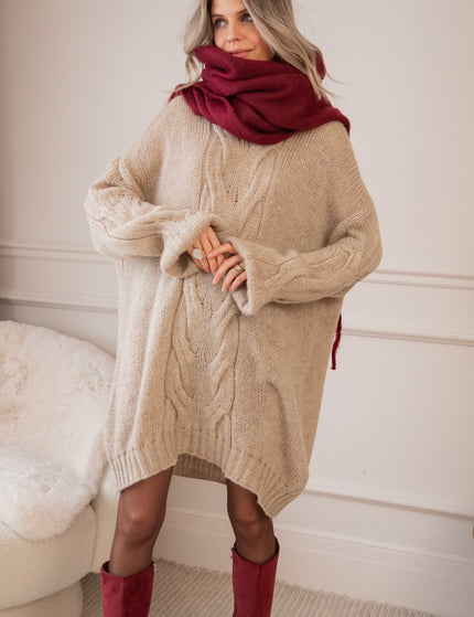 Coco Cable Taupe - Sweater Dress