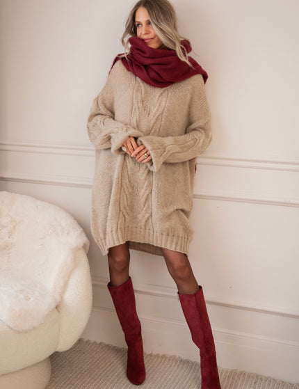 Coco Cable Taupe - Sweater Dress