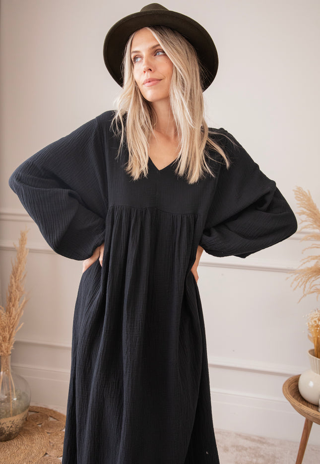 Maud Tetra Black - Maxi Dress