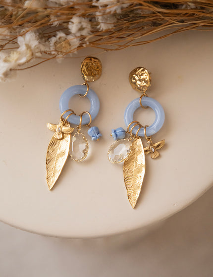 Wing Ring Blue/Gold - Earrings
