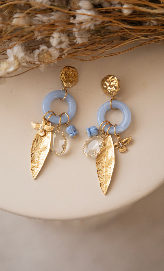 Wing Ring Blue/Gold - Oorbellen