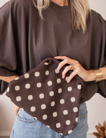 Handtasche - Pia Polka Clutch - Braun/Off-White