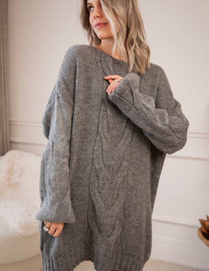 Coco Cable Dark Grey - Sweater Dress