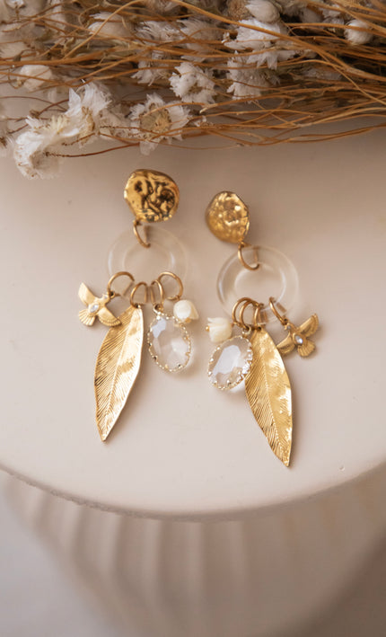 Wing Ring Beige/Gold - Earrings