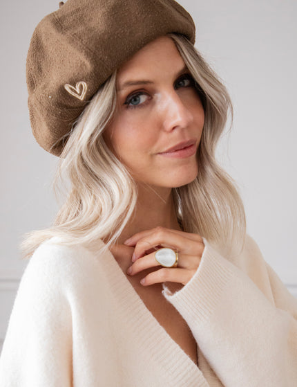 Baskenmütze - With Love - Braun