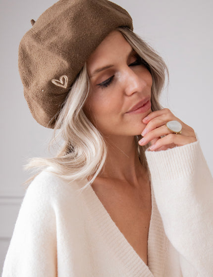 Baskenmütze - With Love - Braun