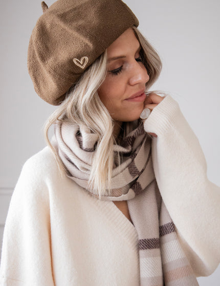 Baskenmütze - With Love - Braun