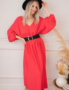 Maud Tetra Red - Maxi Jurk