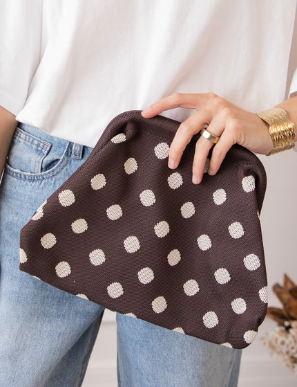 Handtasche - Pia Polka Clutch - Braun/Off-White