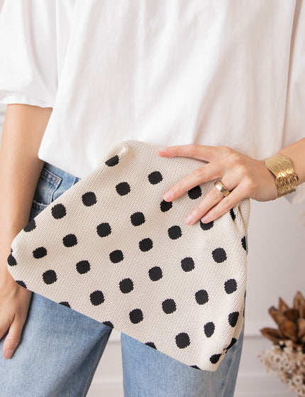 Pia Polka Clutch Off White/Black - Handtas