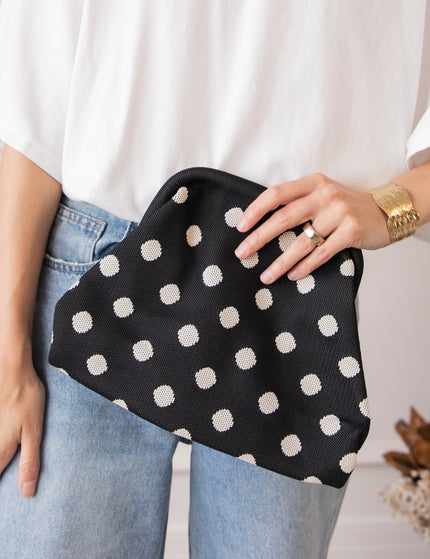 Pia Polka Clutch Black/Off White - Handtas