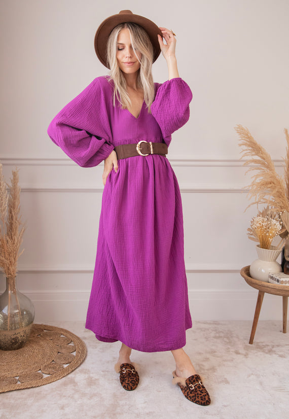 Maud Tetra Purple - Maxi Jurk