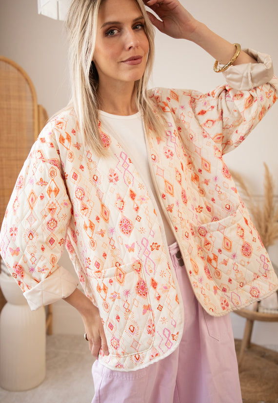 Botanical Quilt  Beige/Pink - Jacket