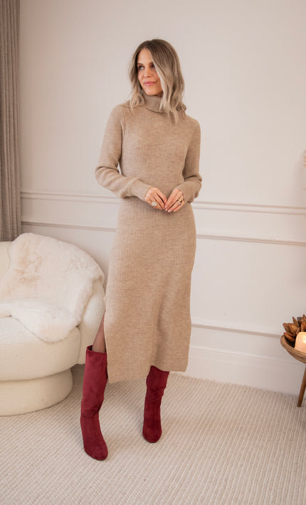 Caroll Taupe - Sweater Dress