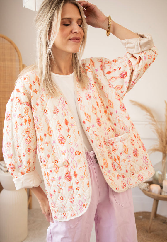 Botanical Quilt  Beige/Pink - Jacket