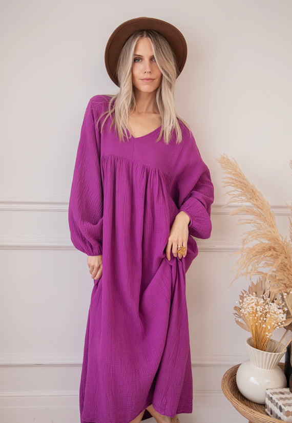 Maud Tetra Purple - Maxi Jurk