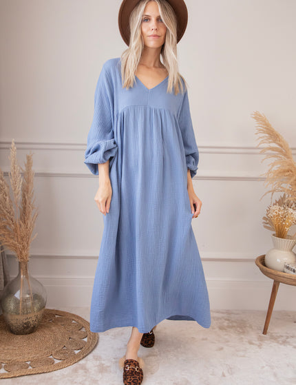 Maud Tetra Dusty Blue - Maxi Dress