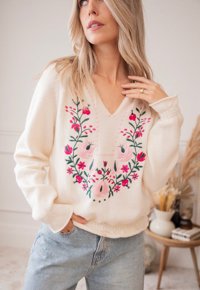 Cézanne Fleur White - Sweater