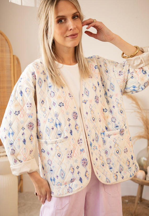 Botanical Quilt Beige/Blue - Jacket