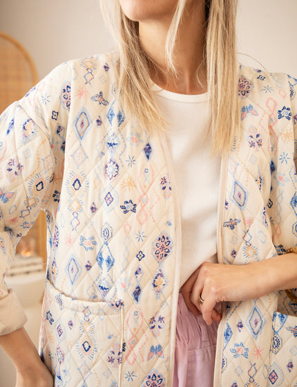 Jacke - Botanical Quilt - Beige/Blau