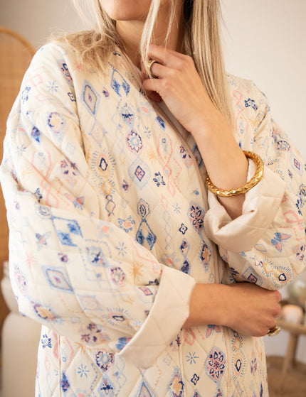 Jacke - Botanical Quilt - Beige/Blau