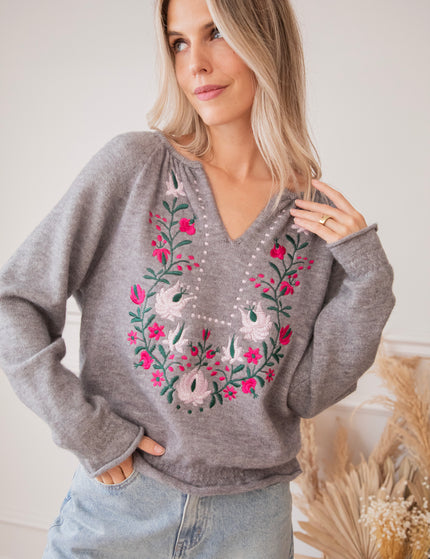 Cézanne Fleur Grey - Sweater