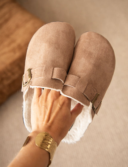 Cozy Buckle Clogs Taupe - Flats