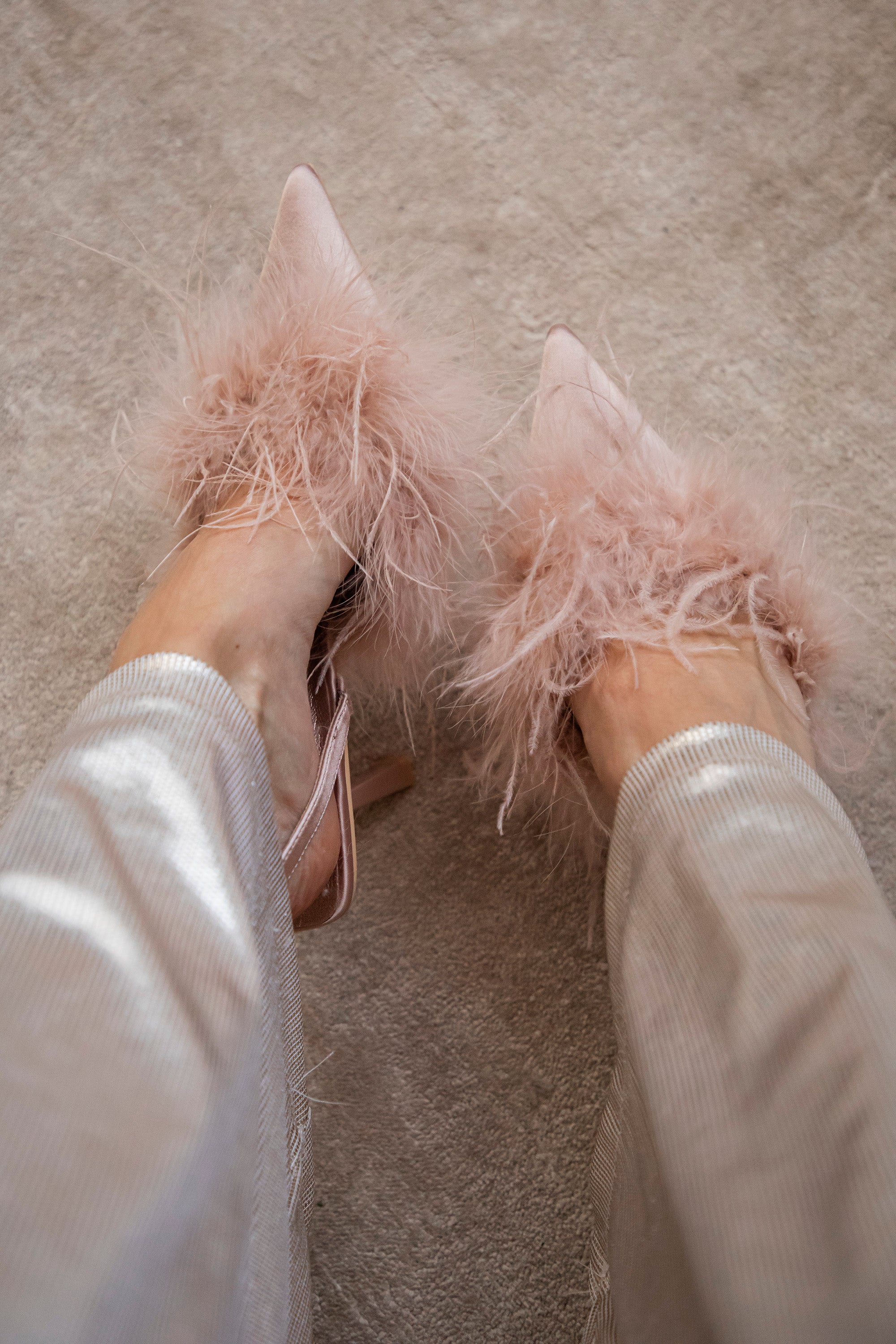SEDUCTIV Blush Pink Feather Strappy Stiletto Heels | Women's Designer Heels  – Steve Madden Canada