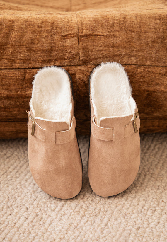 Cozy Buckle Clogs Taupe - Flats