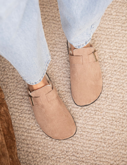 Cozy Buckle Clogs Taupe - Flats