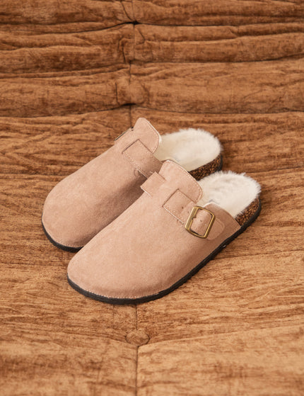 Cozy Buckle Clogs Taupe - Flats