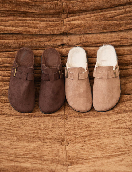 Cozy Buckle Clogs Taupe - Flats