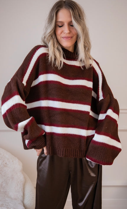 Wrapped In Stripes Choco - Trui