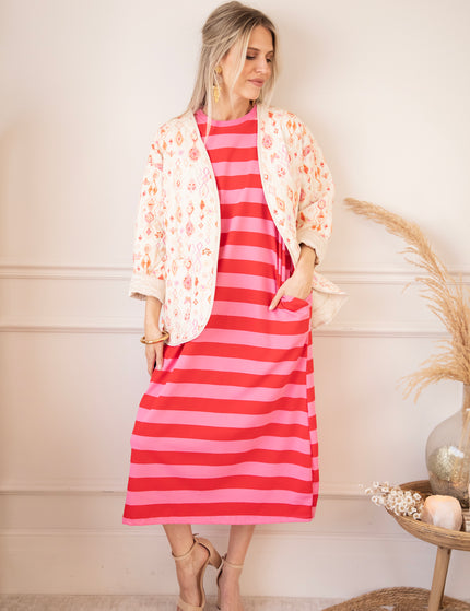 Maxikleid - Stripe Me Happy - Pink/Rot
