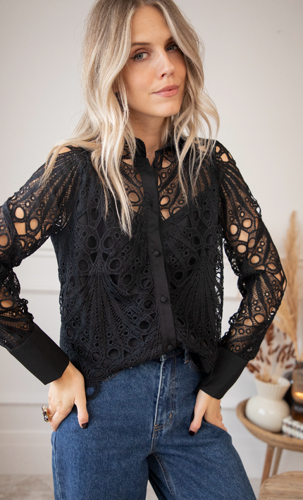 Bluse - Lace Lynn - Schwarz